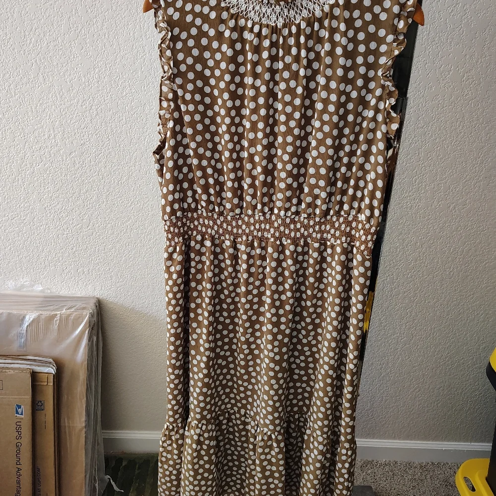 Jcrew Smocked-waist midi dress in polka dot xxl Easter - Picture 7 of 8